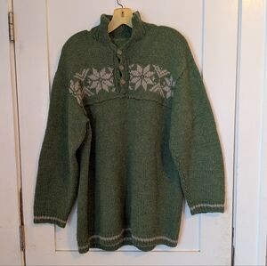 🌿 Hand-Knit Nordic Fair Isle Sweater | Upcycled Alpaca Blend | Men’s L 🌿